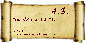 Andrássy Béla névjegykártya