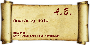 Andrássy Béla névjegykártya