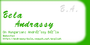 bela andrassy business card